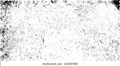 Halftone black and white vector of dots arranged in a circle