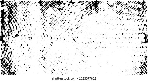 Halftone black and white vector of dots arranged in a circle
