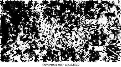 Halftone black and white vector of dots arranged in a circle