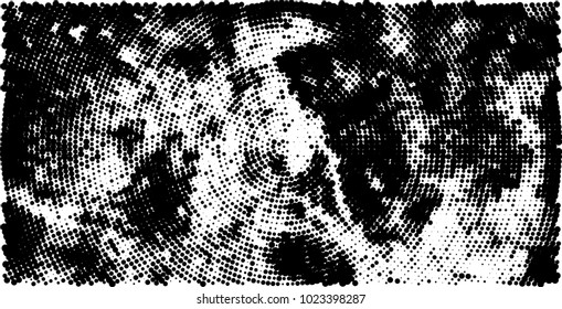 Halftone black and white vector of dots arranged in a circle