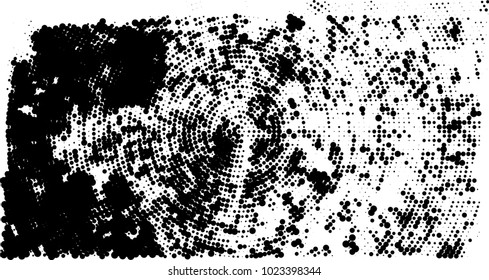 Halftone black and white vector of dots arranged in a circle
