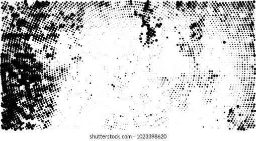 Halftone black and white vector of dots arranged in a circle