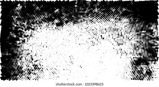 Halftone black and white vector of dots arranged in a circle