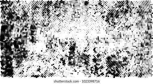 Halftone black and white vector of dots arranged in a circle