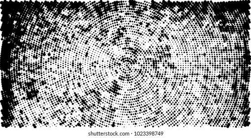 Halftone black and white vector of dots arranged in a circle