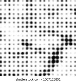 Halftone black and white. Vector monochrome abstract texture of dots. Fantastic background the modern vintage print on business cards, labels, stickers