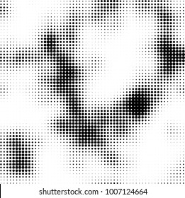 Halftone black and white. Vector monochrome abstract texture of dots. Fantastic background the modern vintage print on business cards, labels, stickers