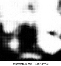Halftone black and white. Vector monochrome abstract texture of dots. Fantastic background the modern vintage print on business cards, labels, stickers