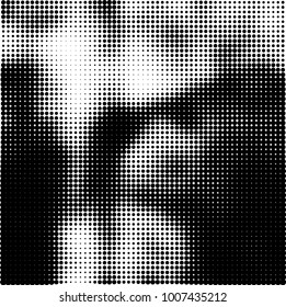 Halftone black and white. Vector monochrome abstract texture of dots. Fantastic background the modern vintage print on business cards, labels, stickers