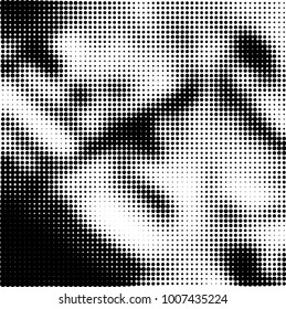 Halftone black and white. Vector monochrome abstract texture of dots. Fantastic background the modern vintage print on business cards, labels, stickers