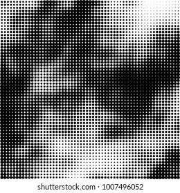 Halftone black and white. Vector monochrome abstract texture of dots. Fantastic background the modern vintage print on business cards, labels, stickers