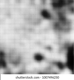 Halftone black and white. Vector monochrome abstract texture of dots. Fantastic background the modern vintage print on business cards, labels, stickers