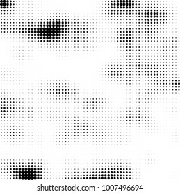 Halftone black and white. Vector monochrome abstract texture of dots. Fantastic background the modern vintage print on business cards, labels, stickers