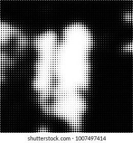 Halftone black and white. Vector monochrome abstract texture of dots. Fantastic background the modern vintage print on business cards, labels, stickers