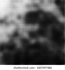 Halftone black and white. Vector monochrome abstract texture of dots. Fantastic background the modern vintage print on business cards, labels, stickers