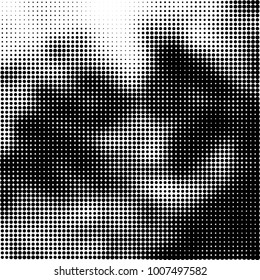 Halftone black and white. Vector monochrome abstract texture of dots. Fantastic background the modern vintage print on business cards, labels, stickers