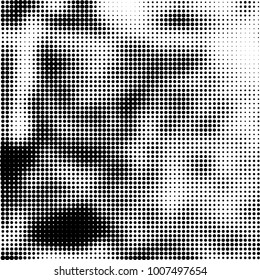 Halftone black and white. Vector monochrome abstract texture of dots. Fantastic background the modern vintage print on business cards, labels, stickers