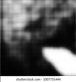 Halftone black and white. Vector monochrome abstract texture of dots. Fantastic background the modern vintage print on business cards, labels, stickers
