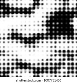 Halftone black and white. Vector monochrome abstract texture of dots. Fantastic background the modern vintage print on business cards, labels, stickers