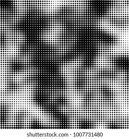 Halftone black and white. Vector monochrome abstract texture of dots. Fantastic background the modern vintage print on business cards, labels, stickers