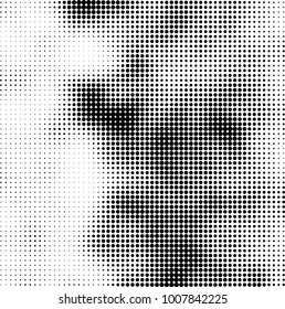 Halftone black and white. Vector monochrome abstract texture of dots. Fantastic background the modern vintage print on business cards, labels, stickers