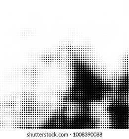 Halftone black and white. Vector monochrome abstract texture of dots. Fantastic background the modern vintage print on business cards, labels, stickers
