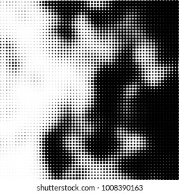 Halftone black and white. Vector monochrome abstract texture of dots. Fantastic background the modern vintage print on business cards, labels, stickers