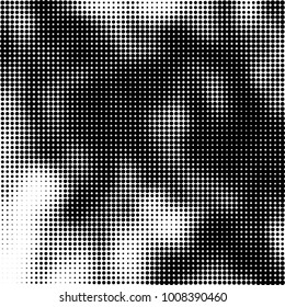 Halftone black and white. Vector monochrome abstract texture of dots. Fantastic background the modern vintage print on business cards, labels, stickers
