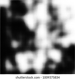 Halftone black and white. Vector monochrome abstract texture of dots. Fantastic background the modern vintage print on business cards, labels, stickers