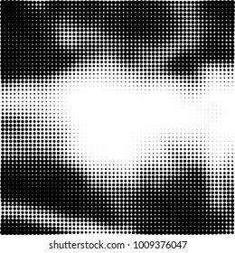 Halftone black and white. Vector monochrome abstract texture of dots. Fantastic background the modern vintage print on business cards, labels, stickers