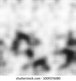 Halftone black and white. Vector monochrome abstract texture of dots. Fantastic background the modern vintage print on business cards, labels, stickers