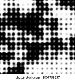 Halftone black and white. Vector monochrome abstract texture of dots. Fantastic background the modern vintage print on business cards, labels, stickers