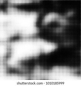 Halftone black and white. Vector monochrome abstract texture of dots. Fantastic background the modern vintage print on business cards, labels, stickers