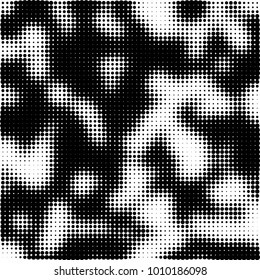 Halftone black and white. Vector monochrome abstract texture of dots. Fantastic background the modern vintage print on business cards, labels, stickers