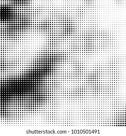 Halftone black and white. Vector monochrome abstract texture of dots. Fantastic background the modern vintage print on business cards, labels, stickers