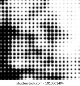 Halftone black and white. Vector monochrome abstract texture of dots. Fantastic background the modern vintage print on business cards, labels, stickers