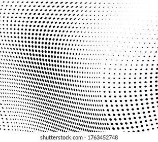 Halftone black and white waves. A chaotic pattern of dots on a white background. Abstract multiple ink drops