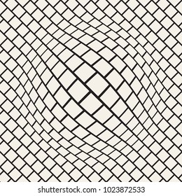 Halftone bloat effect optical illusion. Abstract geometric background design. Vector seamless retro black and white pattern.