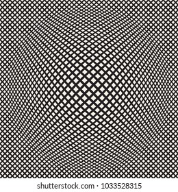 Halftone bloat effect optical illusion. Abstract geometric background design. Vector seamless black and white pattern.