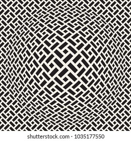 Halftone bloat effect optical illusion. Abstract geometric background design. Vector seamless retro black and white pattern.