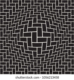 Halftone bloat effect optical illusion. Abstract geometric background design. Vector seamless retro black and white pattern.