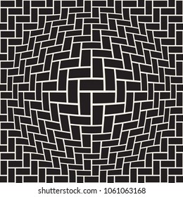 Halftone bloat effect optical illusion. Abstract geometric background design. Vector seamless retro black and white pattern.