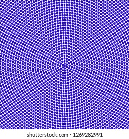 Halftone of blue halftone dots on a white background