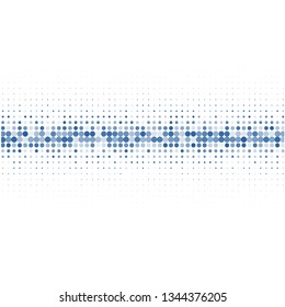 Halftone of blue halftone dots on a white background