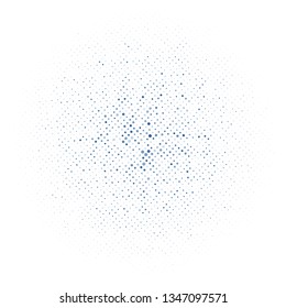 Halftone of blue halftone dots on a white background