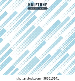 Halftone blue on white stripes seamless background