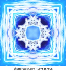 Halftone blue ornament, winter pattern. Merry Christmas. Grunge texture. Festive greeting card. Abstract art background. Modern symmetric pattern. Festive art backdrop. Creative vector element