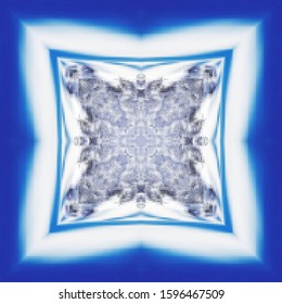 Halftone blue ornament, winter pattern. Merry Christmas. Grunge texture. Festive greeting card. Abstract art background. Modern symmetric pattern. Festive art backdrop. Creative vector element