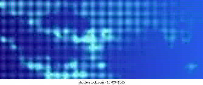 Halftone Blue Sky with Clouds for Decorative Design. Monochrome Abstract Geometric pattern. Dotted Background