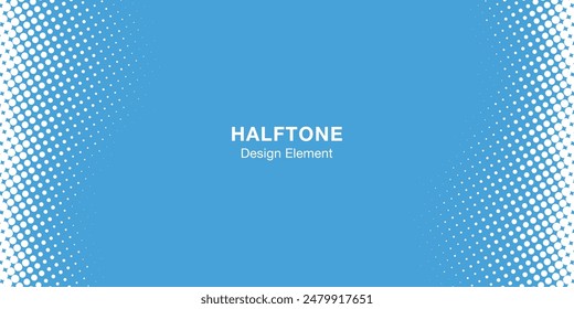 Halftone blue white wavy frame. Design for poster, invitation, gift card, coupon, book cover. Banner halftone. Retro vintage background. Vector water frame.